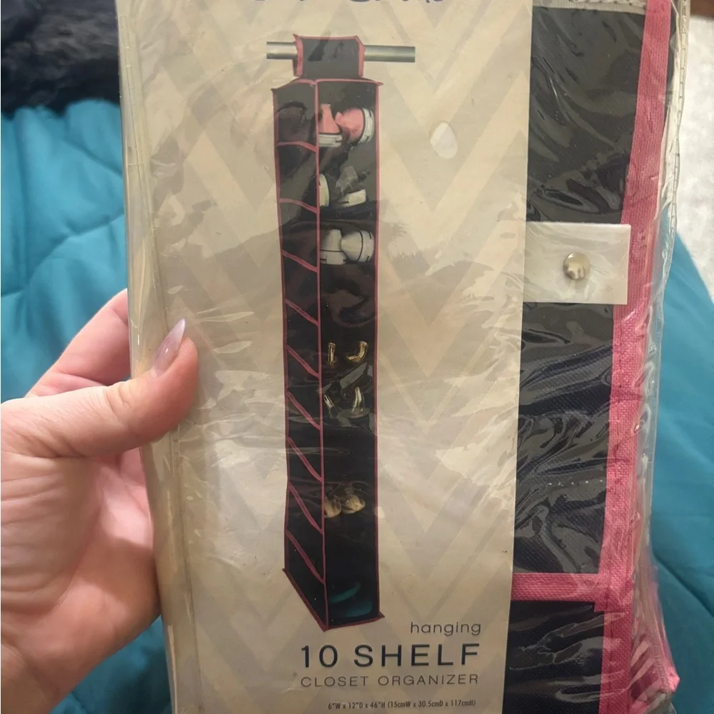 Macbeth Collection by Margaret Josephs Pink and Black Hanging Closet Organizer